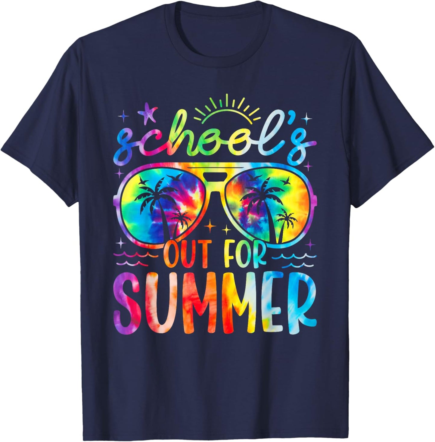 Tie Dye School's Out For Summer Last Day Of School Teacher T-Shirt - T-Shirt | Navy
