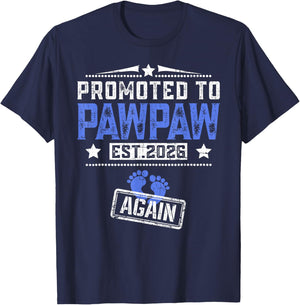 Promoted To Pawpaw Again 2026 Father's Day T-Shirt - T-Shirt | Navy