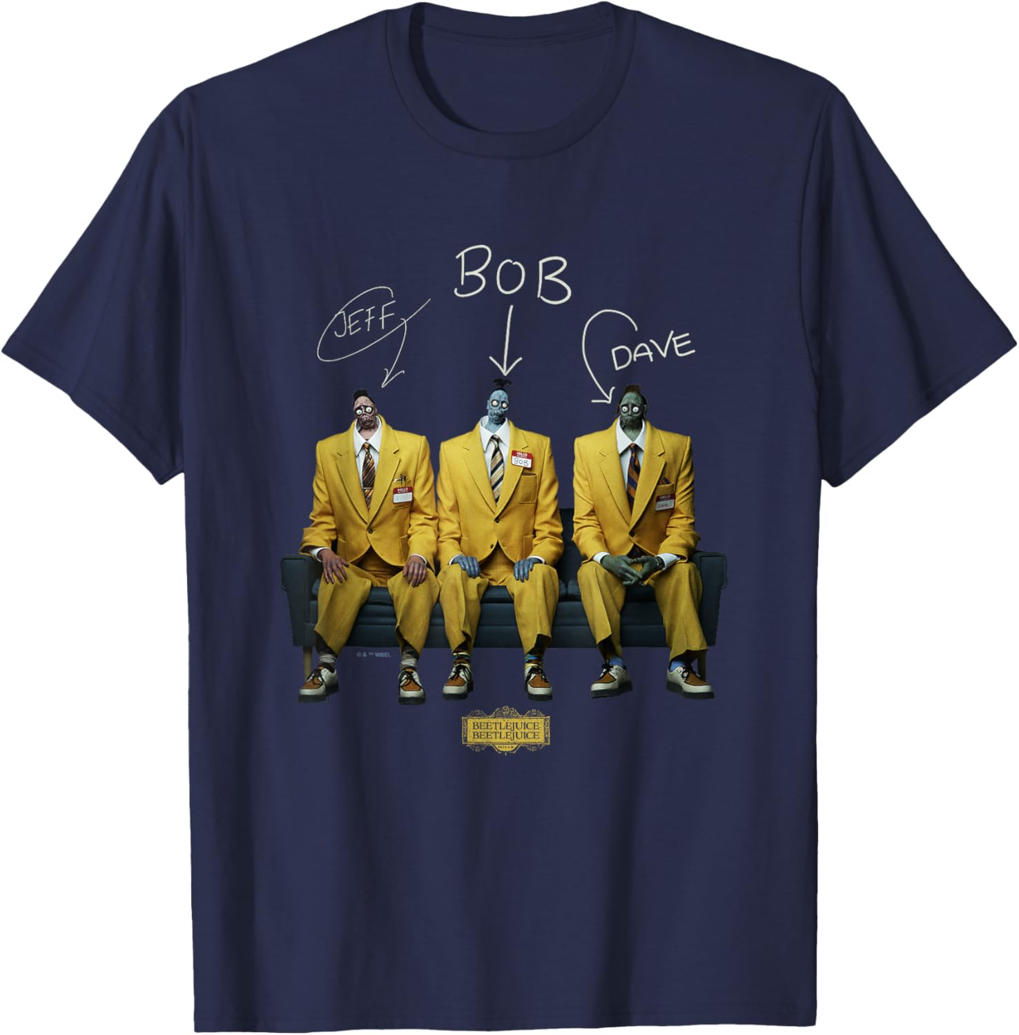 Beetlejuice Beetlejuice Jeff Bob & Dave Shrunken Heads T-Shirt - T-Shirt | Navy