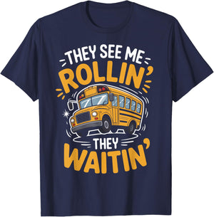 Funny School Bus Driver T-Shirt - T-Shirt | Navy