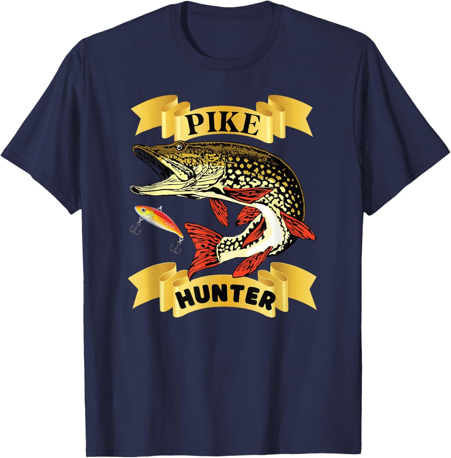 Pike Hunter Predator Fisherman Fishing Lovers Predatory T-Shirt - T-Shirt | Navy