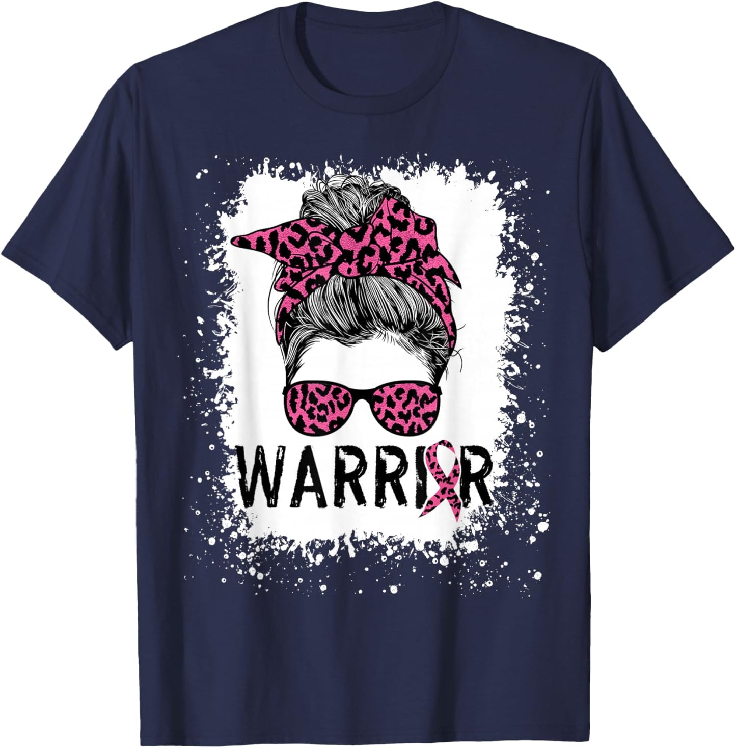 Warrior Breast Cancer Shirts Awareness Support Pink Ribbon T-Shirt - T-Shirt | Navy