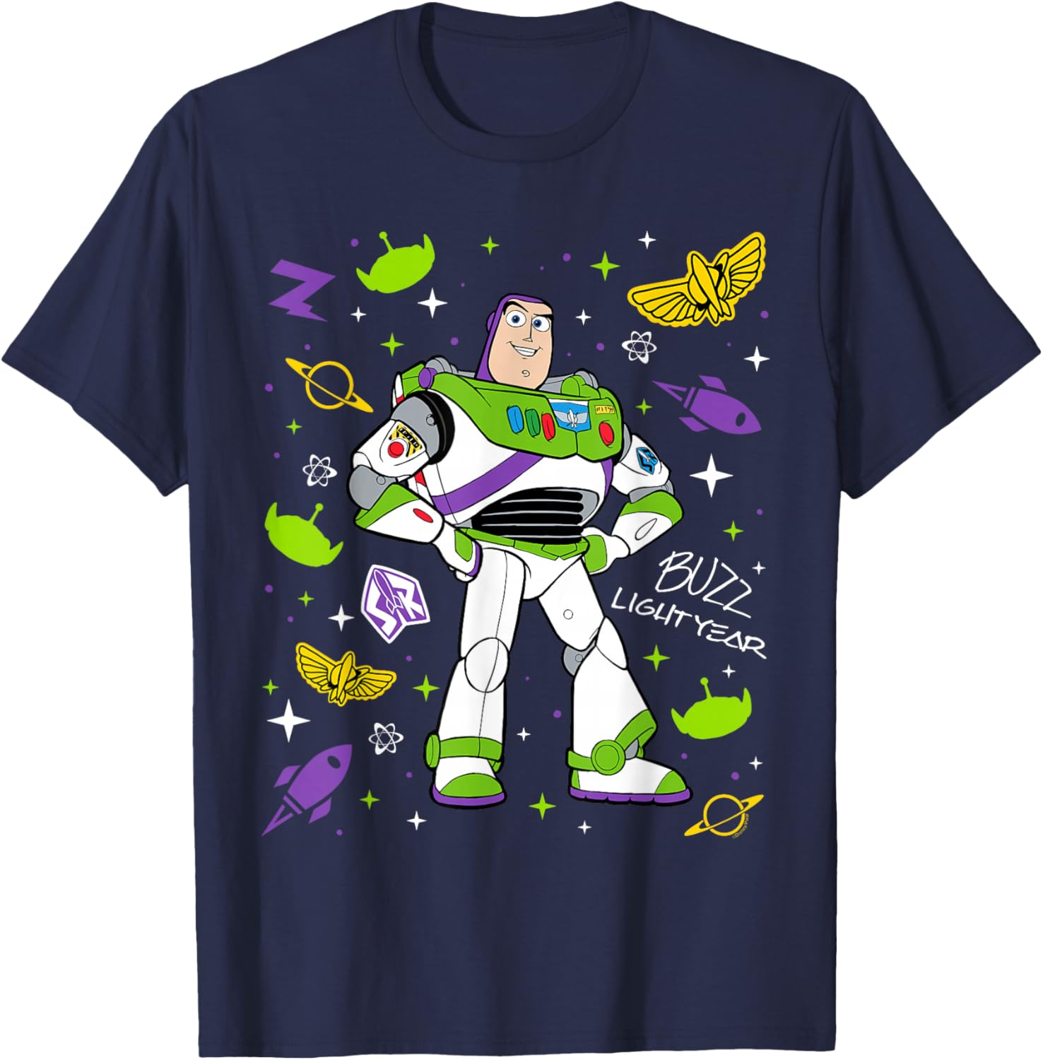 Disney and Pixar's Toy Story Buzz Lightyear Space Collage T-Shirt - T-Shirt | Navy