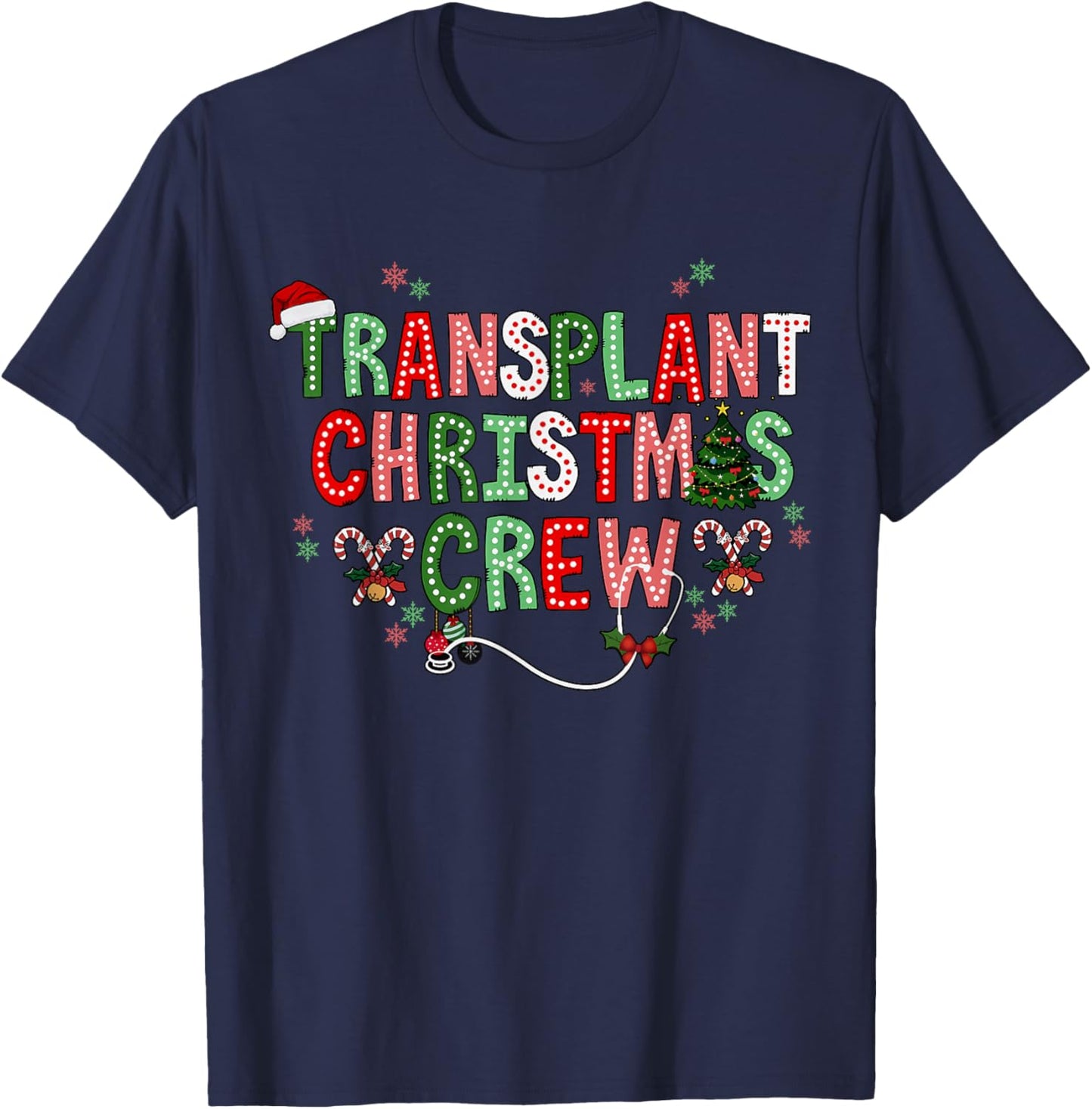 Christmas Transplant Nurse Bone Marrow Transplant Nurse BMT T-Shirt - T-Shirt | Navy