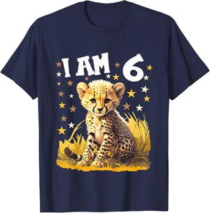 Kinder 6 Jahre alt Geparde Gepard 6. Geburtstag T-Shirt - T-Shirt | Navy