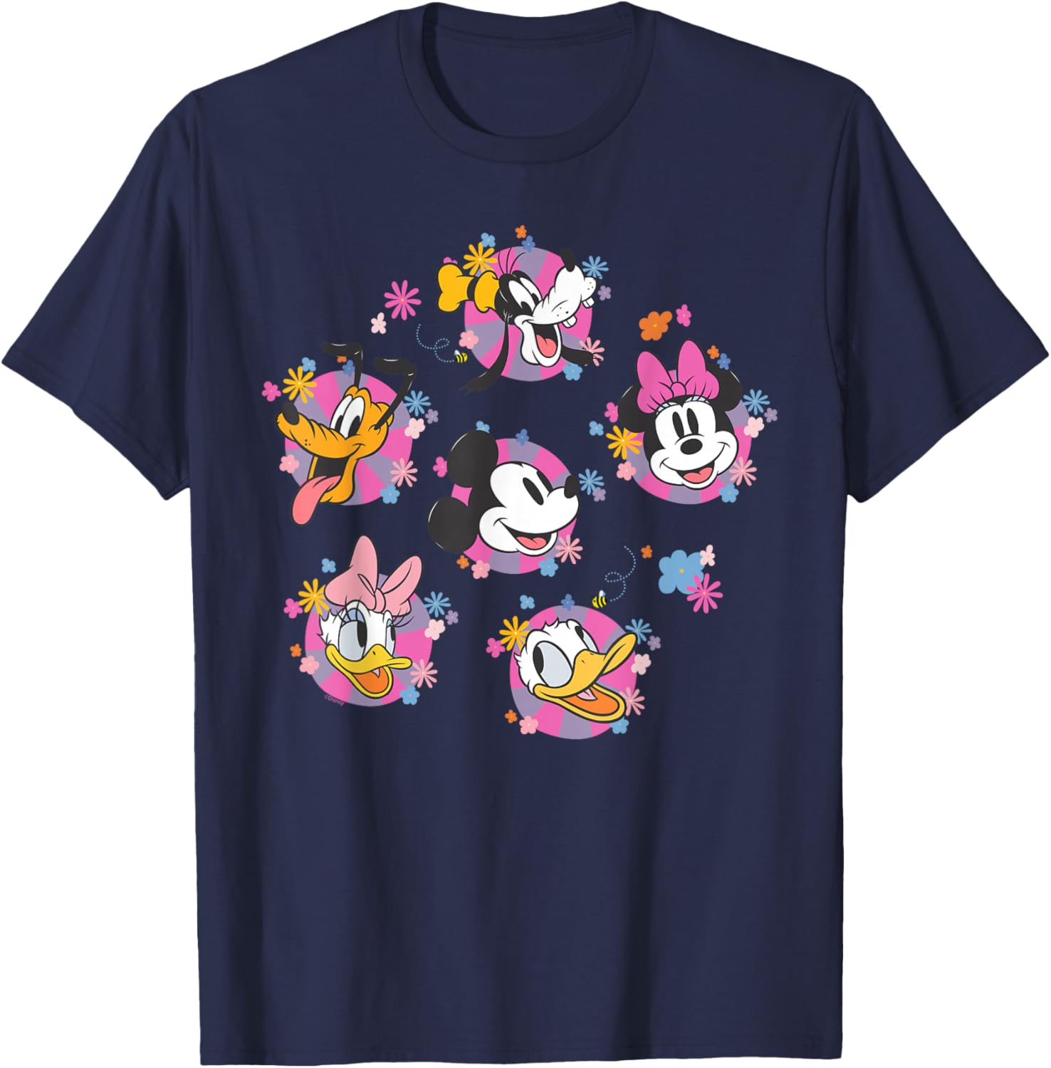 Disney Mickey & Friends Spring Easter Friendly Flower Faces T-Shirt - T-Shirt | Navy