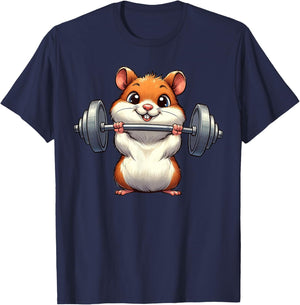 Cute Hamster Weightlifting Fitness Gym Bodybuilding T-Shirt - T-Shirt | Navy