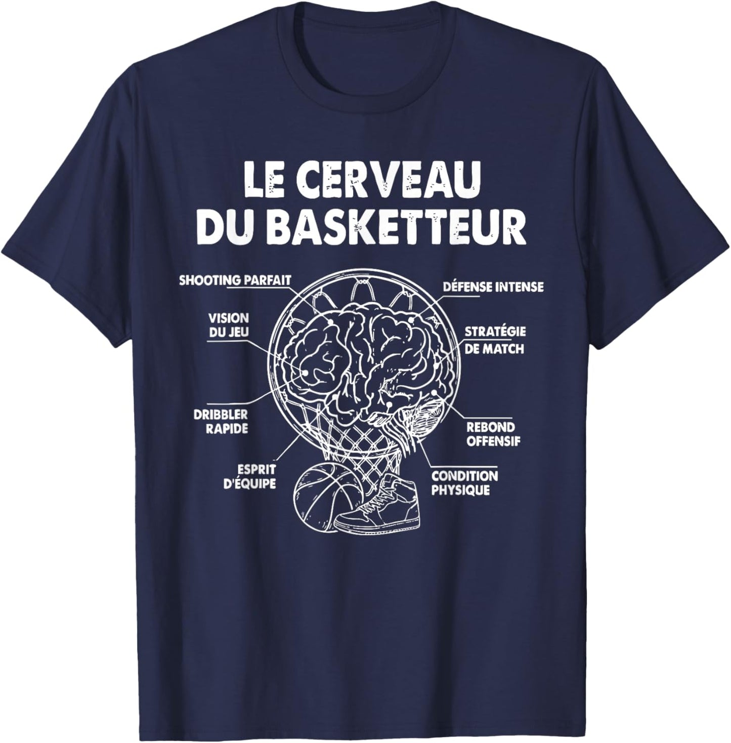Basketball Brain Basketball Player Humor T-Shirt - T-Shirt | Navy
