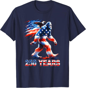 Bigfoot Rock and Flag 250 Years 1776-2026 250th Birthday T-Shirt - T-Shirt | Navy