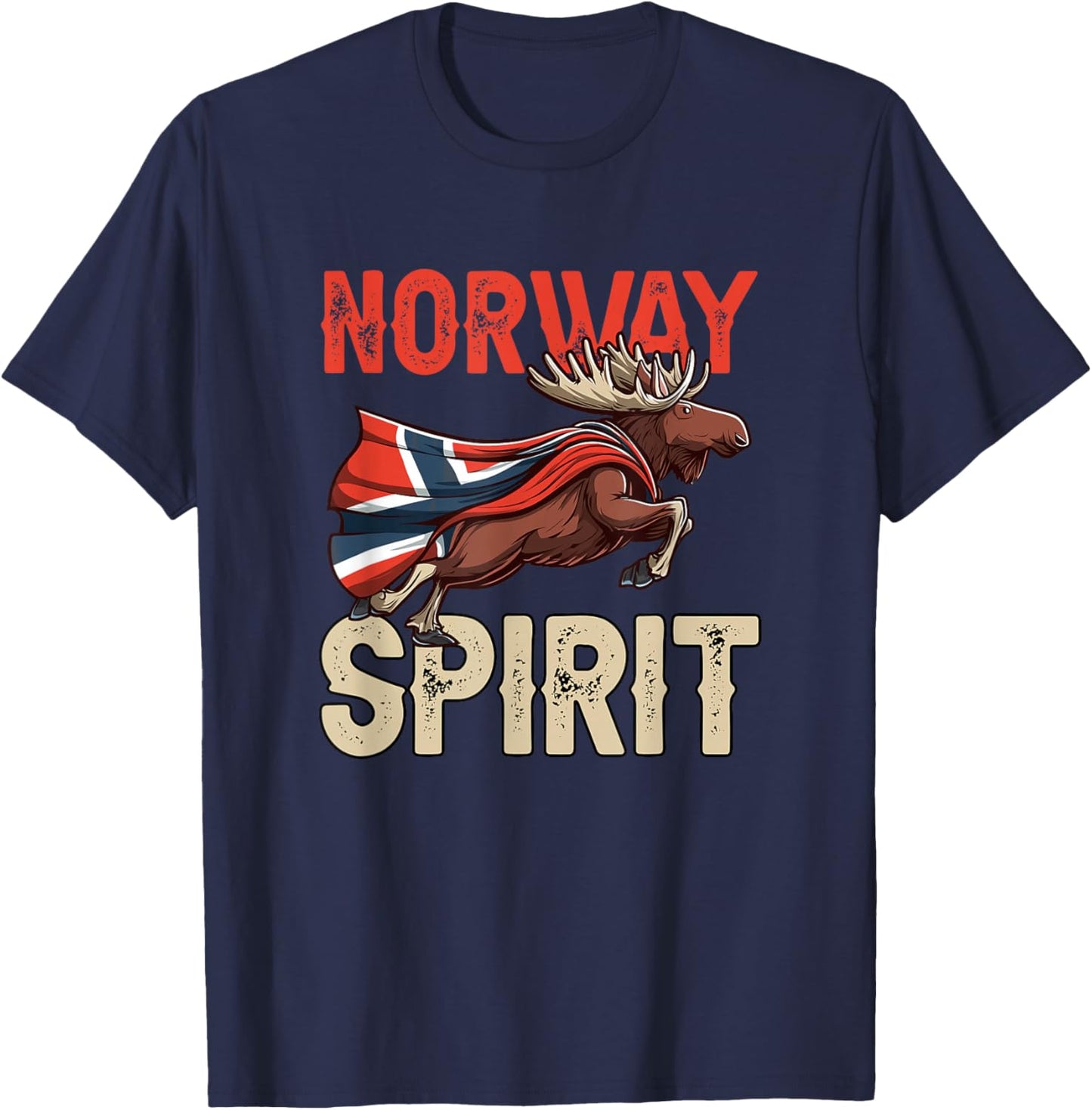 Cool Norway Spirit with Norwegian Moose Costume T-Shirt - T-Shirt | Navy