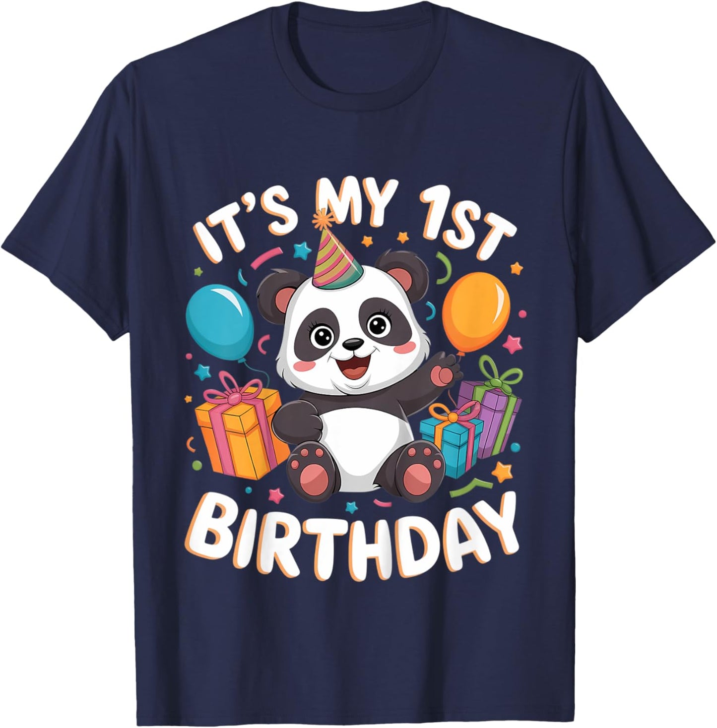 Kids 1st Birthday Panda Design T-Shirt - T-Shirt | Navy