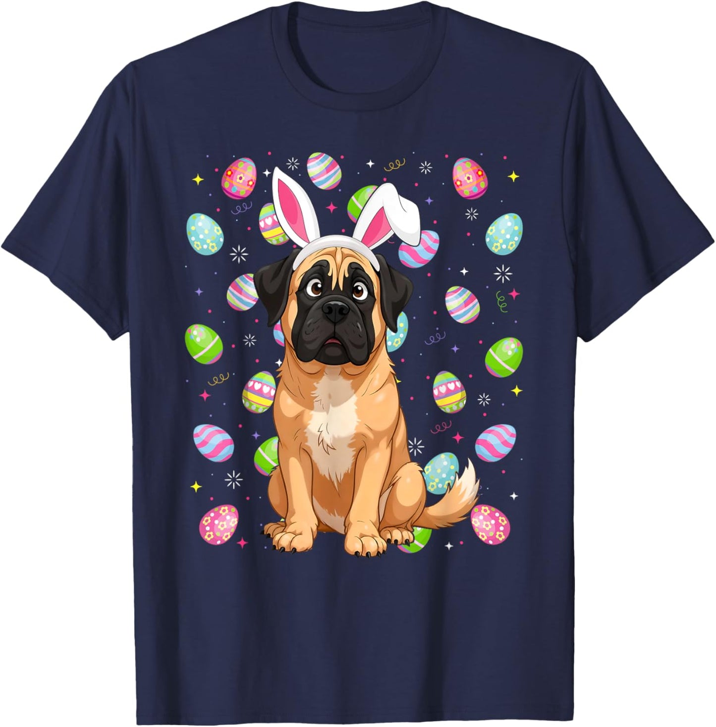 Mastiff Dog Easter Egg Hunt Bunny Ear Mastiff Easter T-Shirt - T-Shirt | Navy