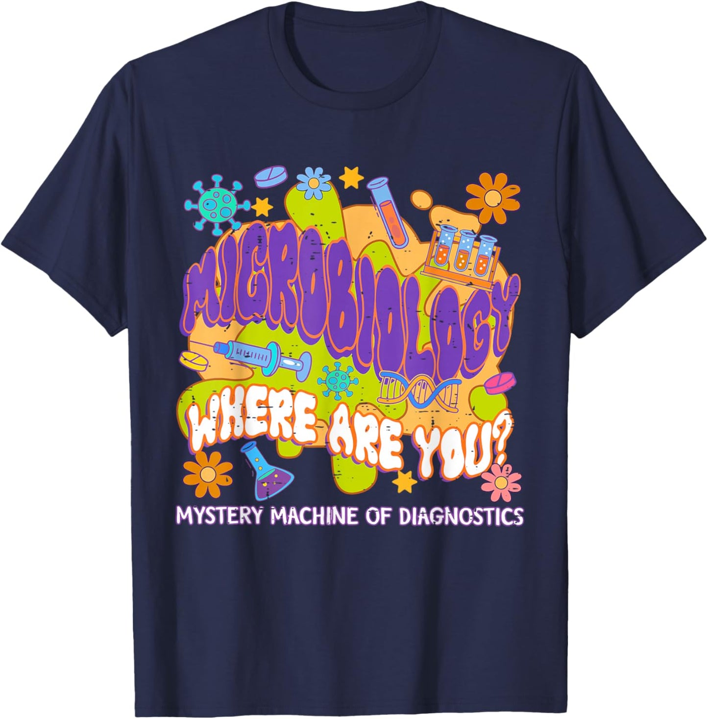Microbiology Mystery Machine Of Diagnostics Lab Week 2025 T-Shirt - T-Shirt | Navy