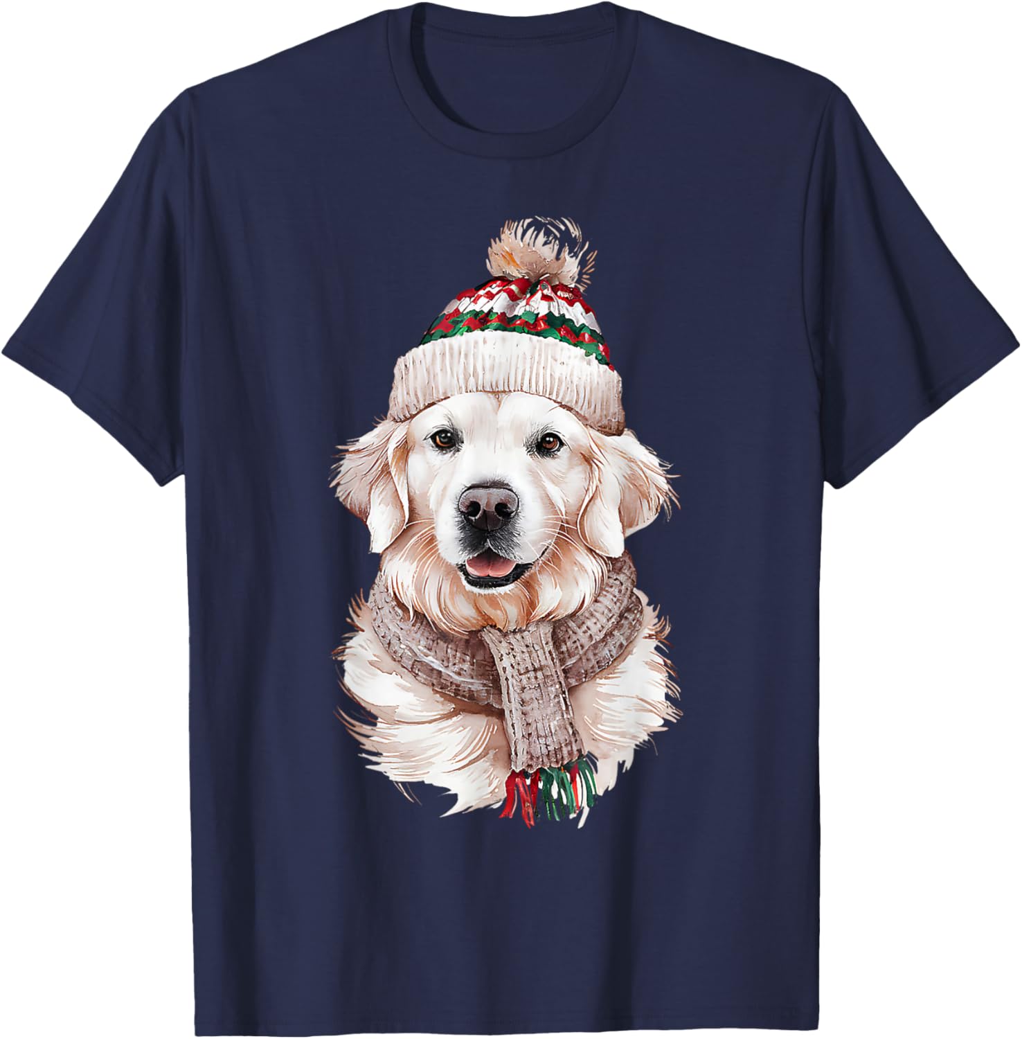White English Cream Golden Retriever Mom Dog Puppy Christmas Women T-Shirt - T-Shirt | Navy