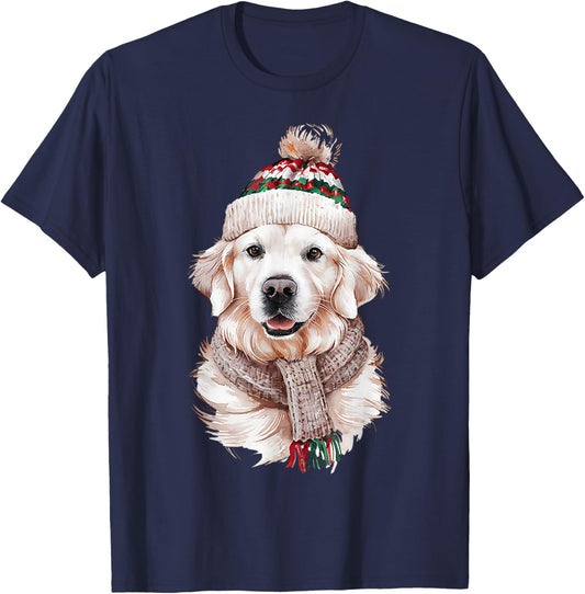 White English Cream Golden Retriever Mom Dog Puppy Christmas Women T-Shirt - T-Shirt | Navy