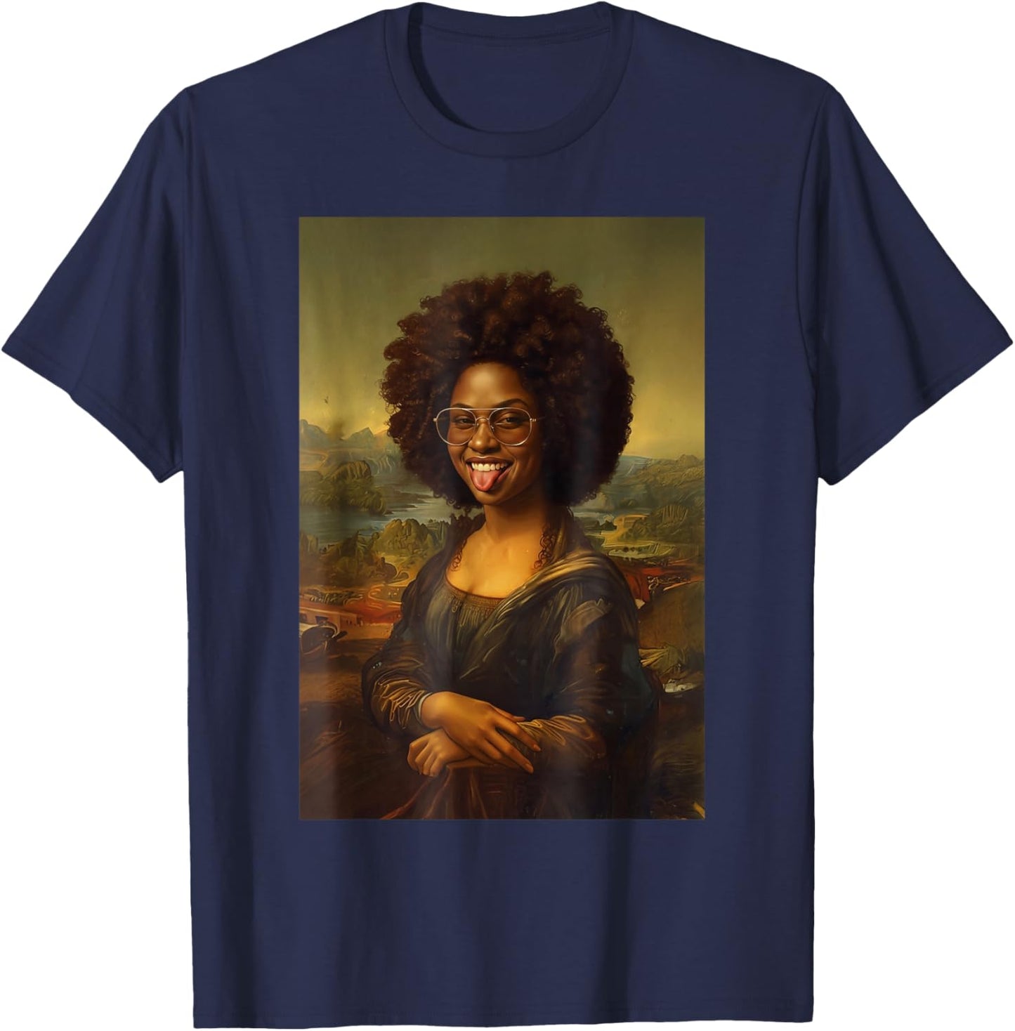 Black Mona Lisa Women Funny Black History Month Women T-Shirt - T-Shirt | Navy