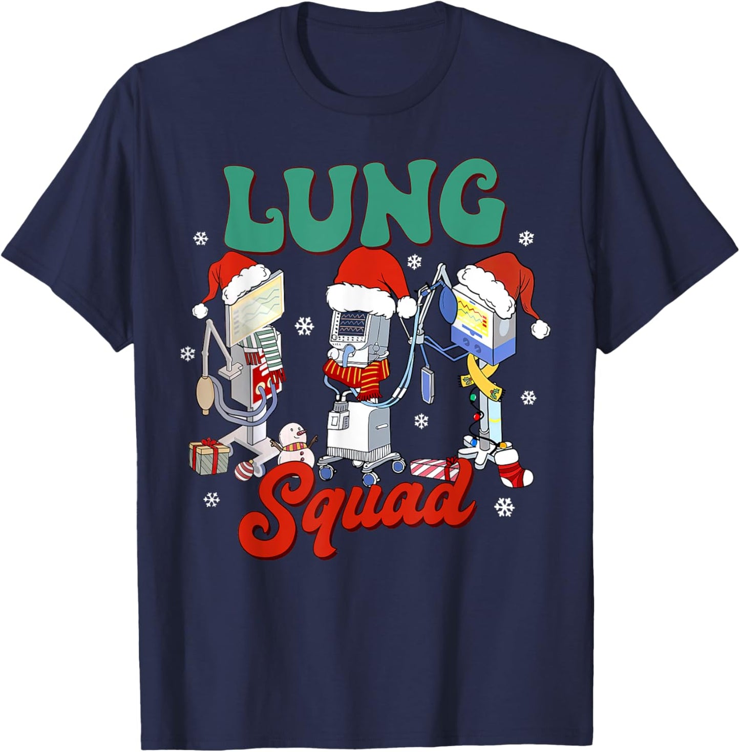 Lung Squad Ventilator Santa Respiratory Therapist Christmas T-Shirt - T-Shirt | Navy