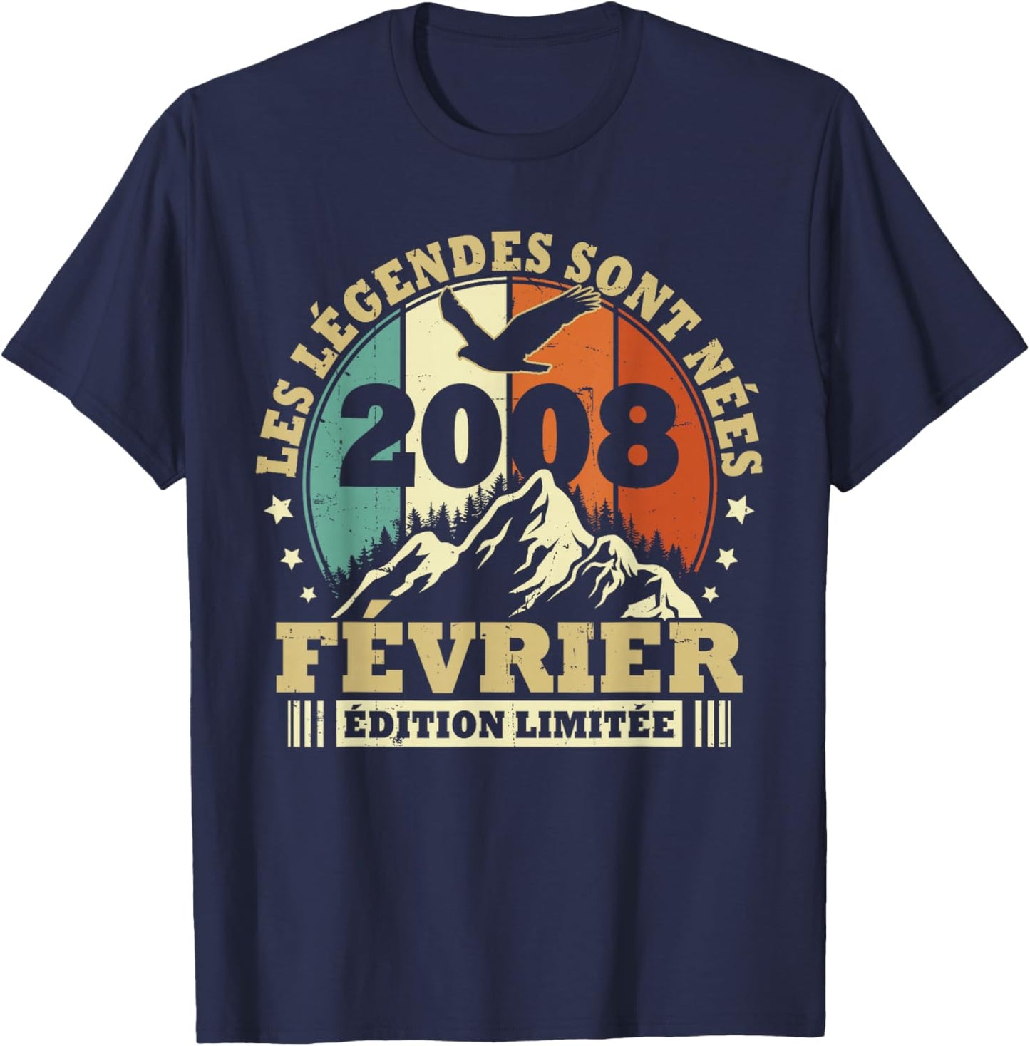Legends Are Born in February 2008, Birthday 18 Years T-Shirt - T-Shirt | Navy