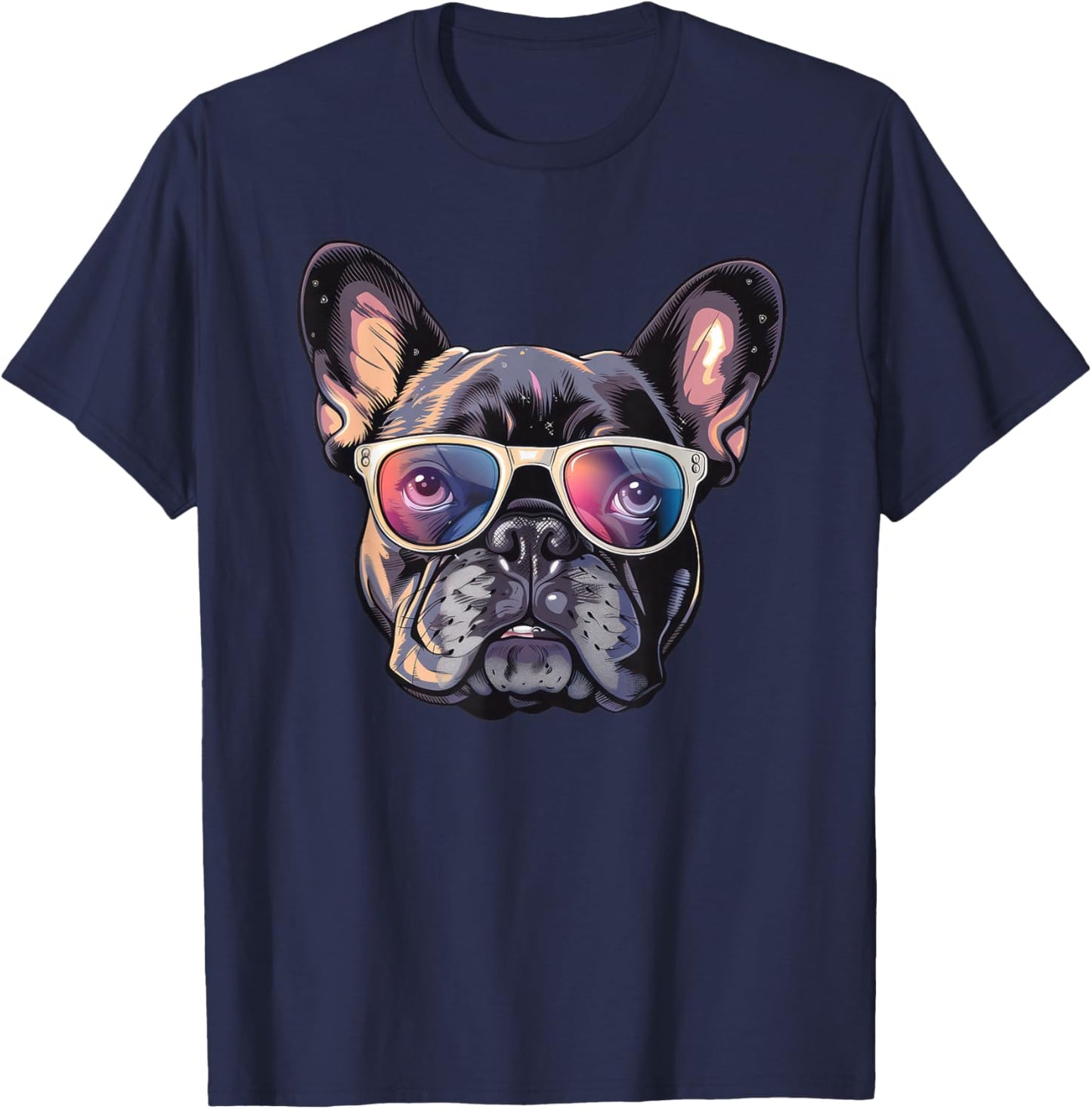 French Bulldog Dog Sunglasses T-Shirt - T-Shirt | Navy