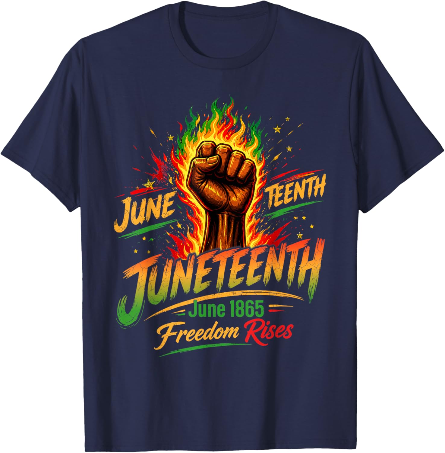 Juneteenth 1865 Shirt Women Men June 19th 1865 Freedom Rises T-Shirt - T-Shirt | Navy