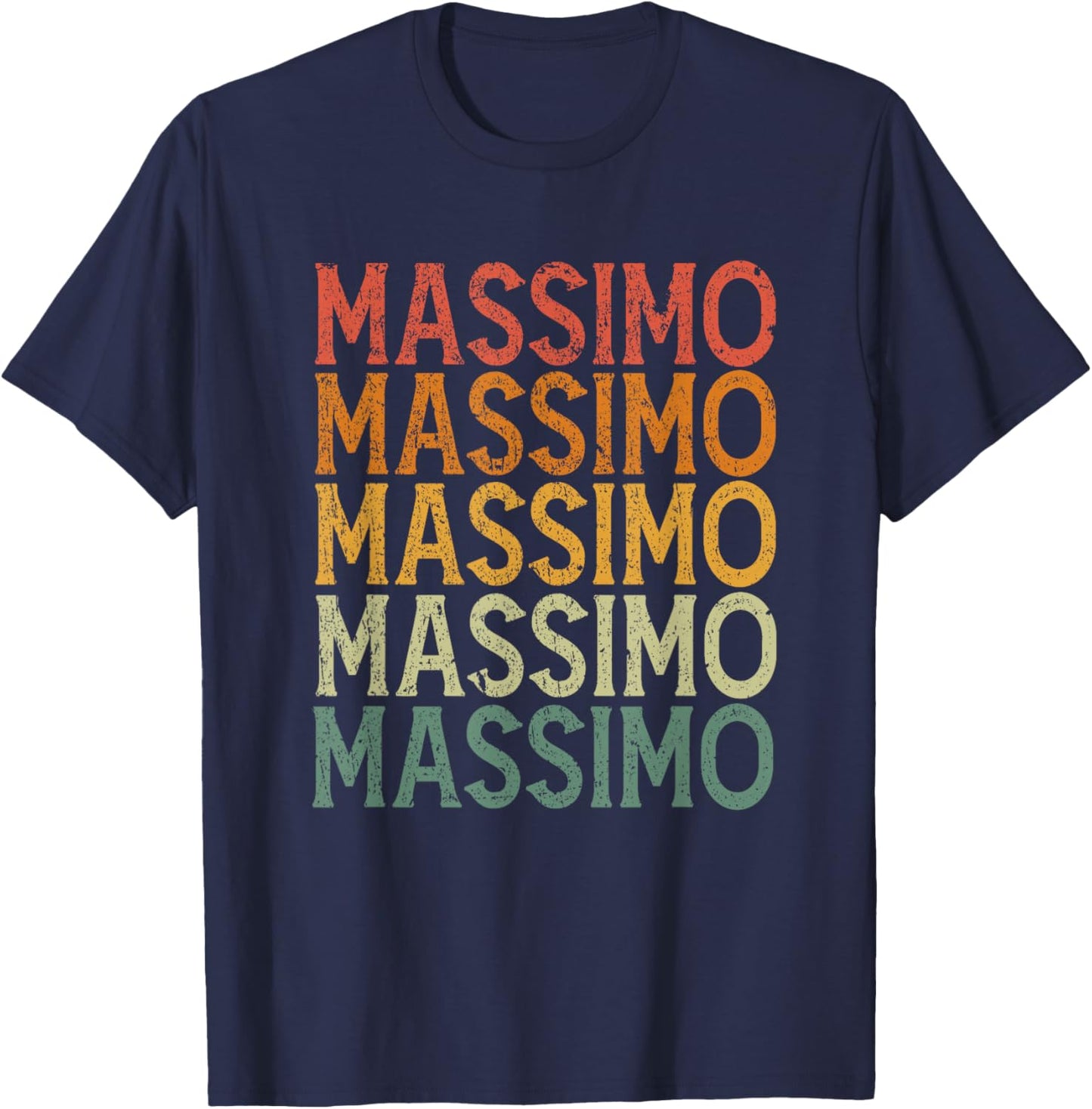 Retro Custom First Name Massimo T-Shirt - T-Shirt | Navy