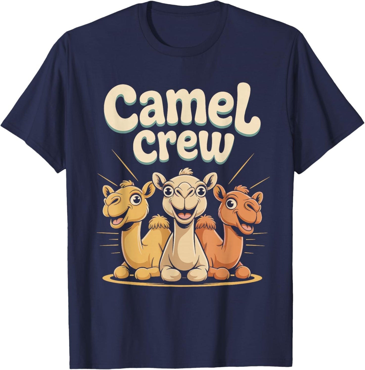 Camel Crew Trio Funny Cartoon Desert Egyptian Animal Design T-Shirt - T-Shirt | Navy