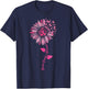 Sunflower Breast Cancer Awareness Pink Ribbon In October T-Shirt - T-Shirt | Navy