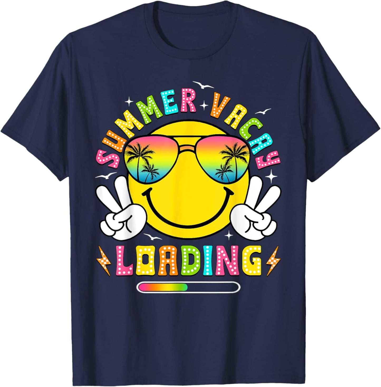 Summer Vacay Loading End Of School Year Summer Teacher Kids T-Shirt - T-Shirt | Navy