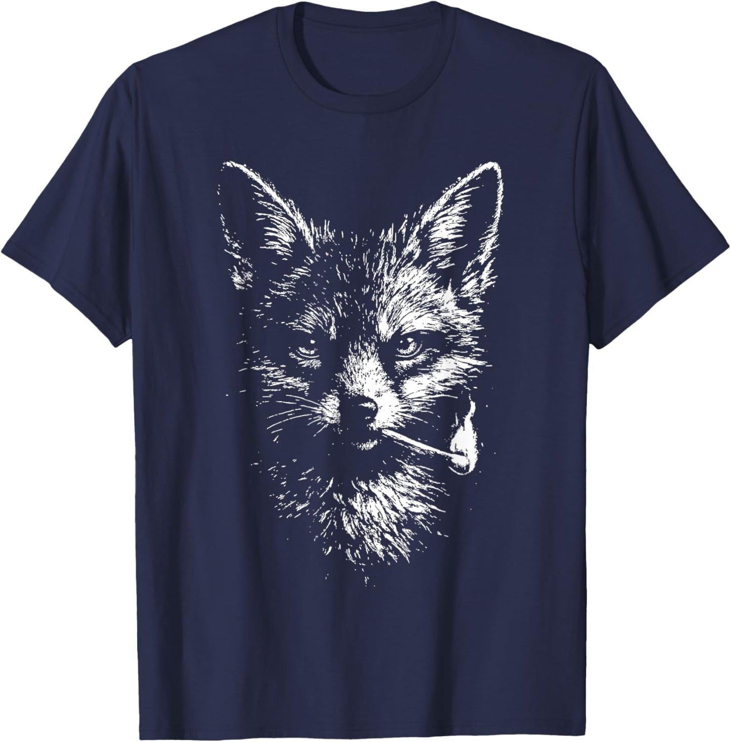 Fox Smoking Cigarette Funny Fox Smoking Cigarette T-Shirt - T-Shirt | Navy