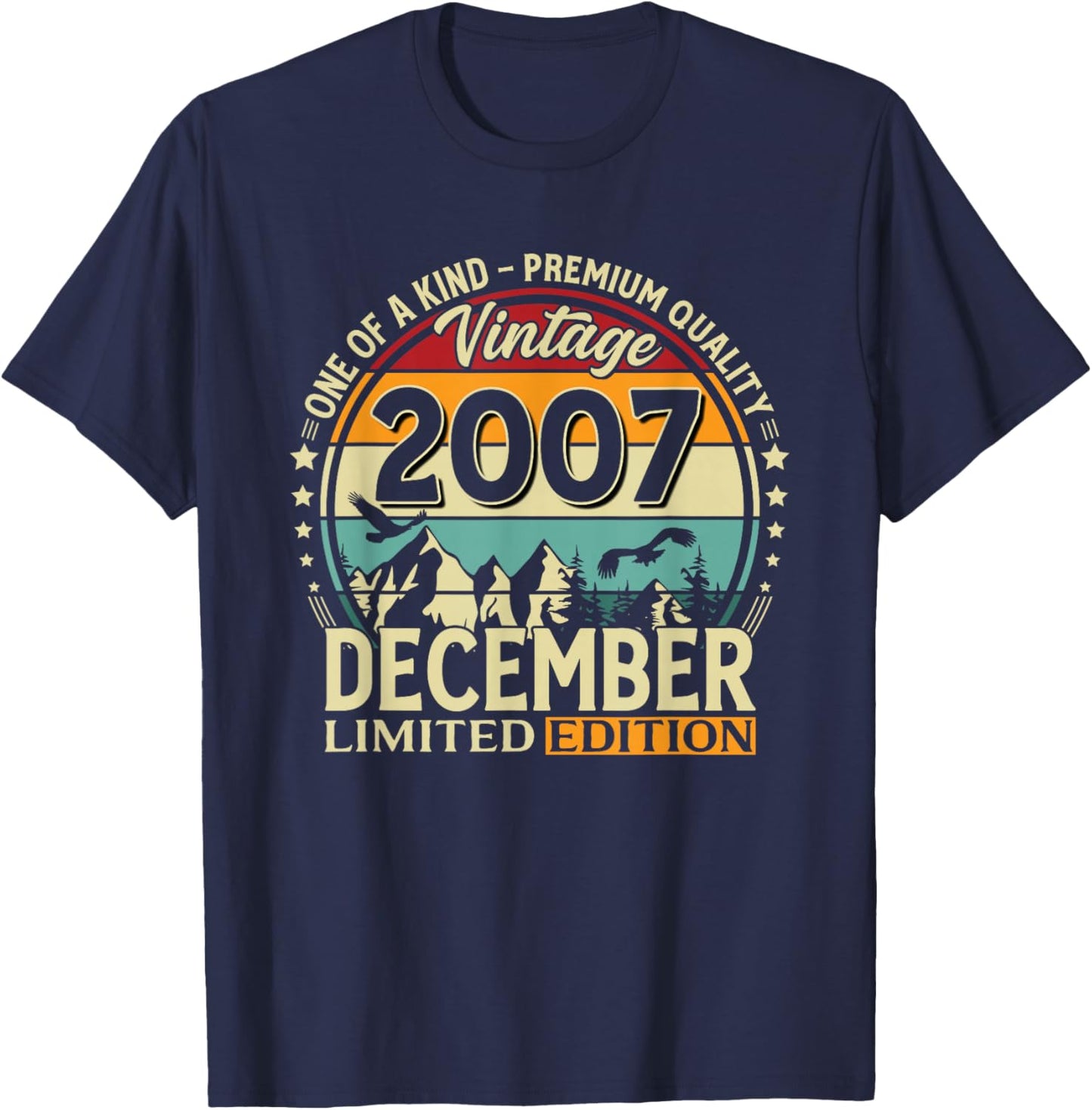 18 Years Birthday Man Gift December 2007 Vintage T-Shirt - T-Shirt | Navy