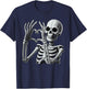 Skeleton Love Hands Halloween Finger Heart Sign T-Shirt - T-Shirt | Navy