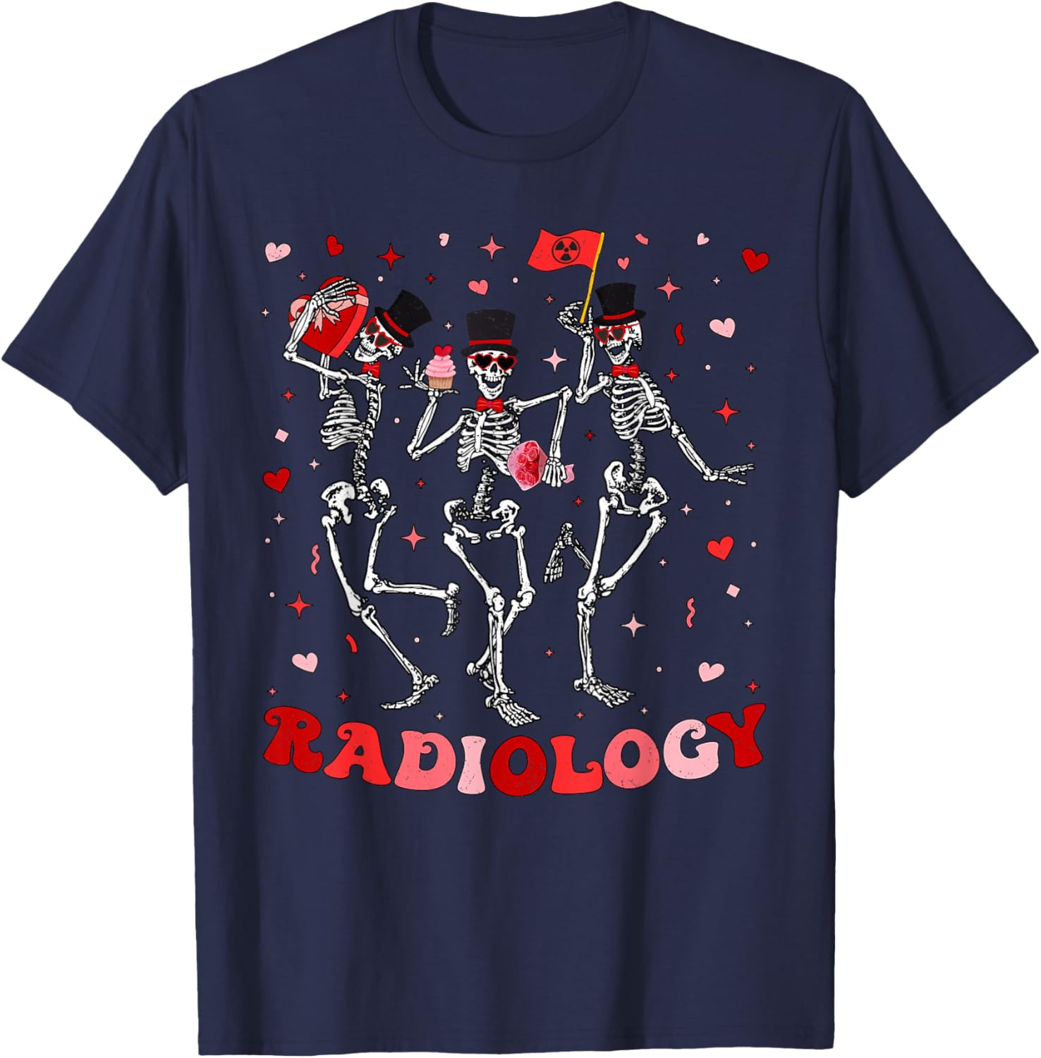 Dancing Skeleton Radiology Valentines RAD Tech X-ray Tech T-Shirt - T-Shirt | Navy