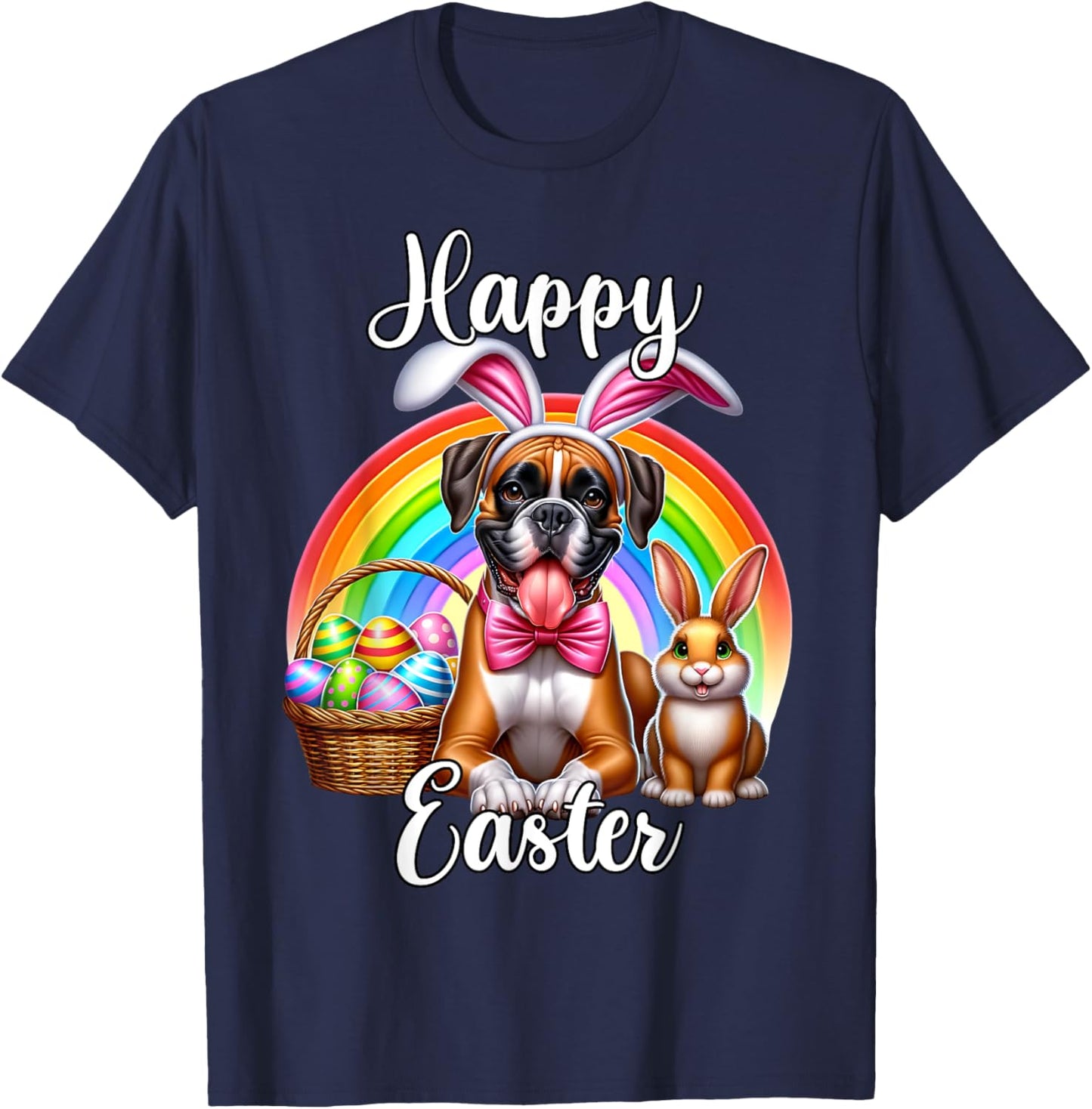Boxer Dog Happy Easter Boxer Easter T-Shirt - T-Shirt | Navy
