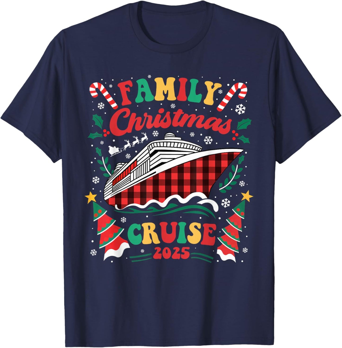 Family Christmas Cruise 2025 Family Matching Merry Christmas T-Shirt - T-Shirt | Navy