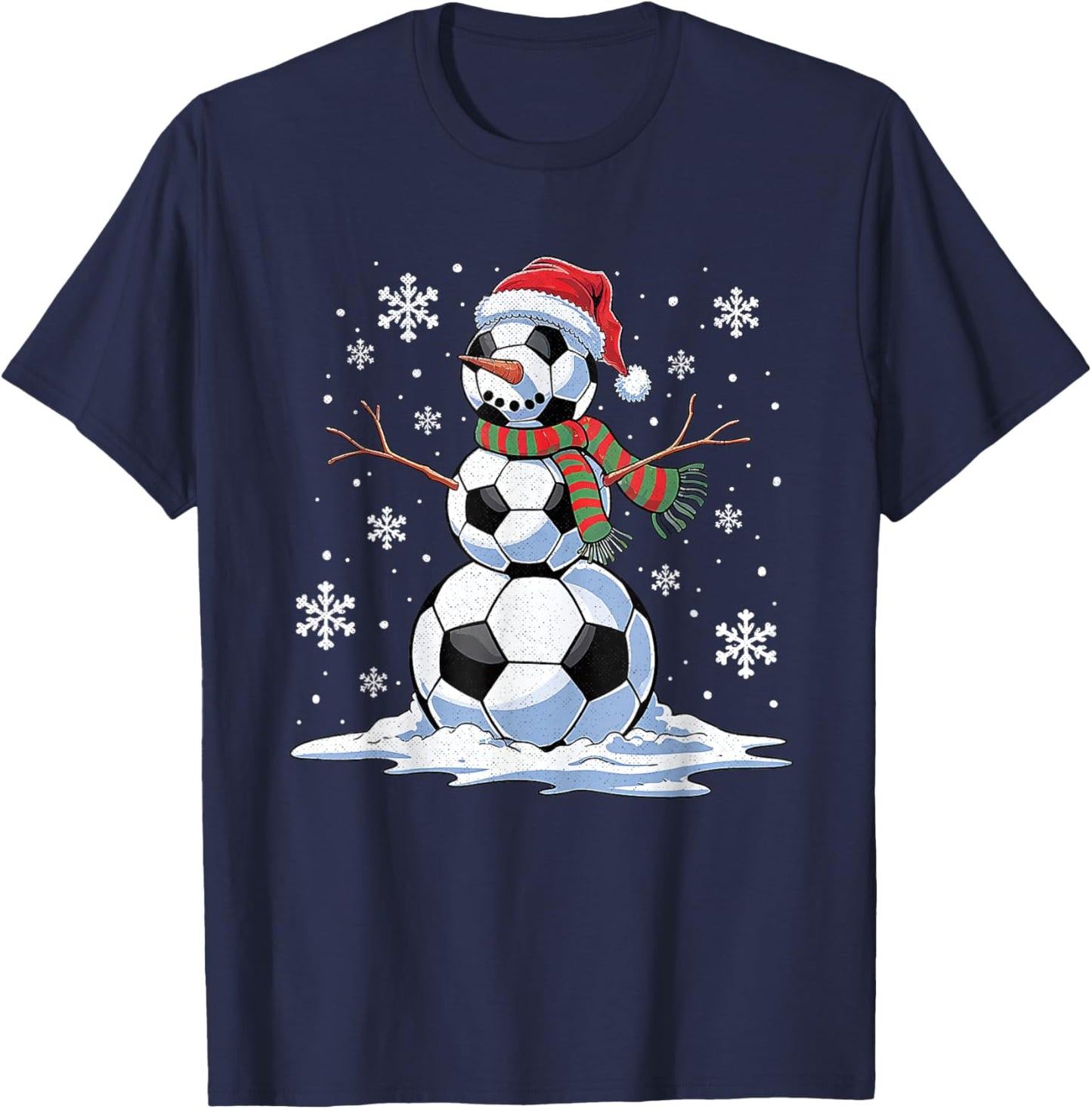 Funny Soccer Snowman T-Shirt - T-Shirt | Navy
