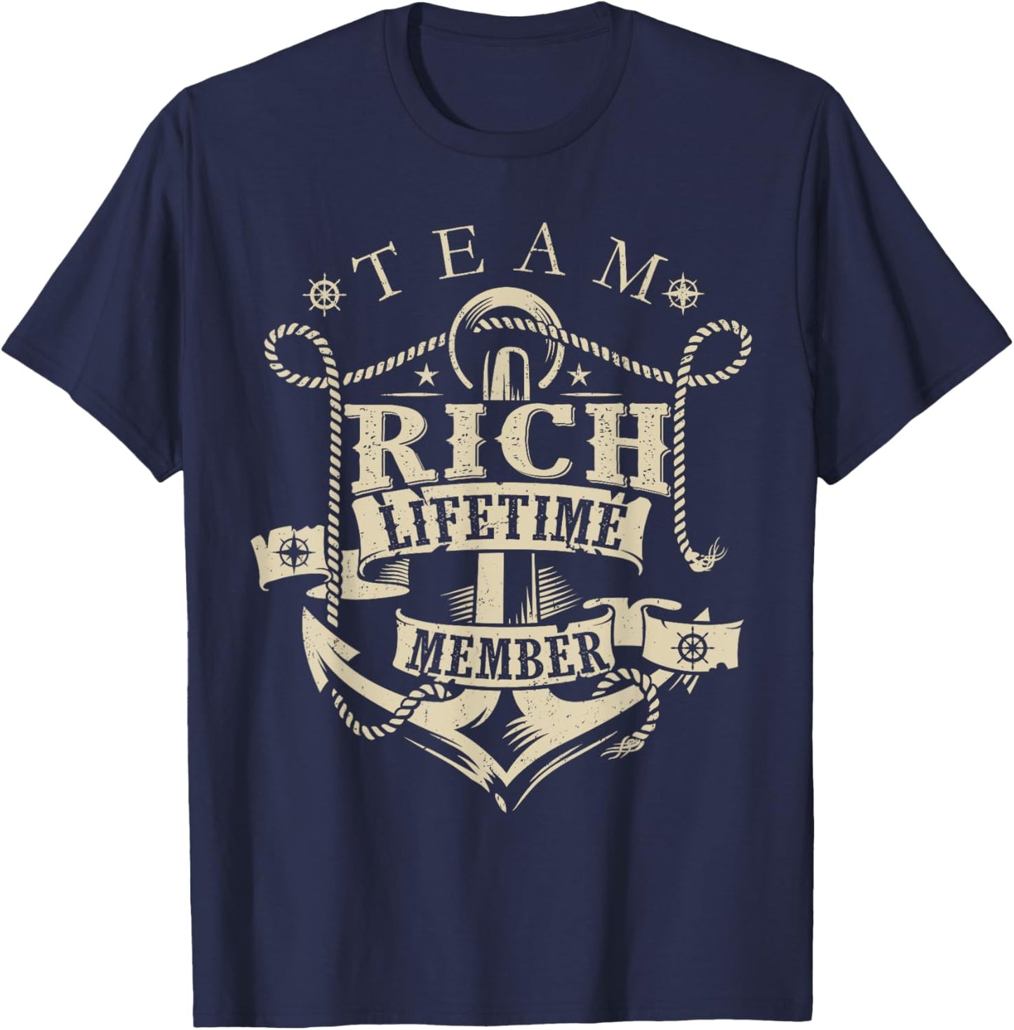 Team RICH Lifetime Member Vintage RICH Family Name T-Shirt - T-Shirt | Navy