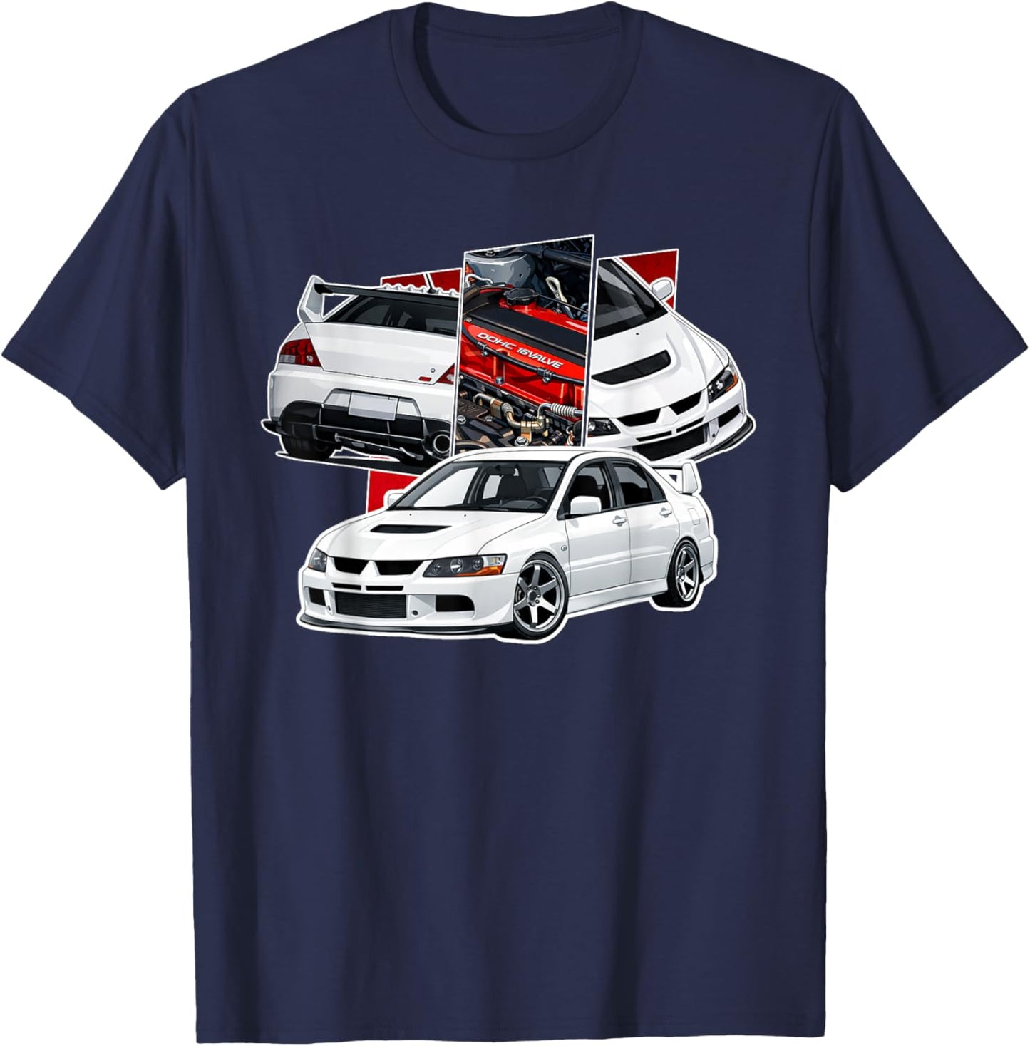 JDM Rally Auto Evo 9 Asphalt Japan Autos Für echte Tuner T-Shirt - T-Shirt | Navy
