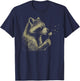 Funny Raccoon Blowing Dandelion T-Shirt - T-Shirt | Navy