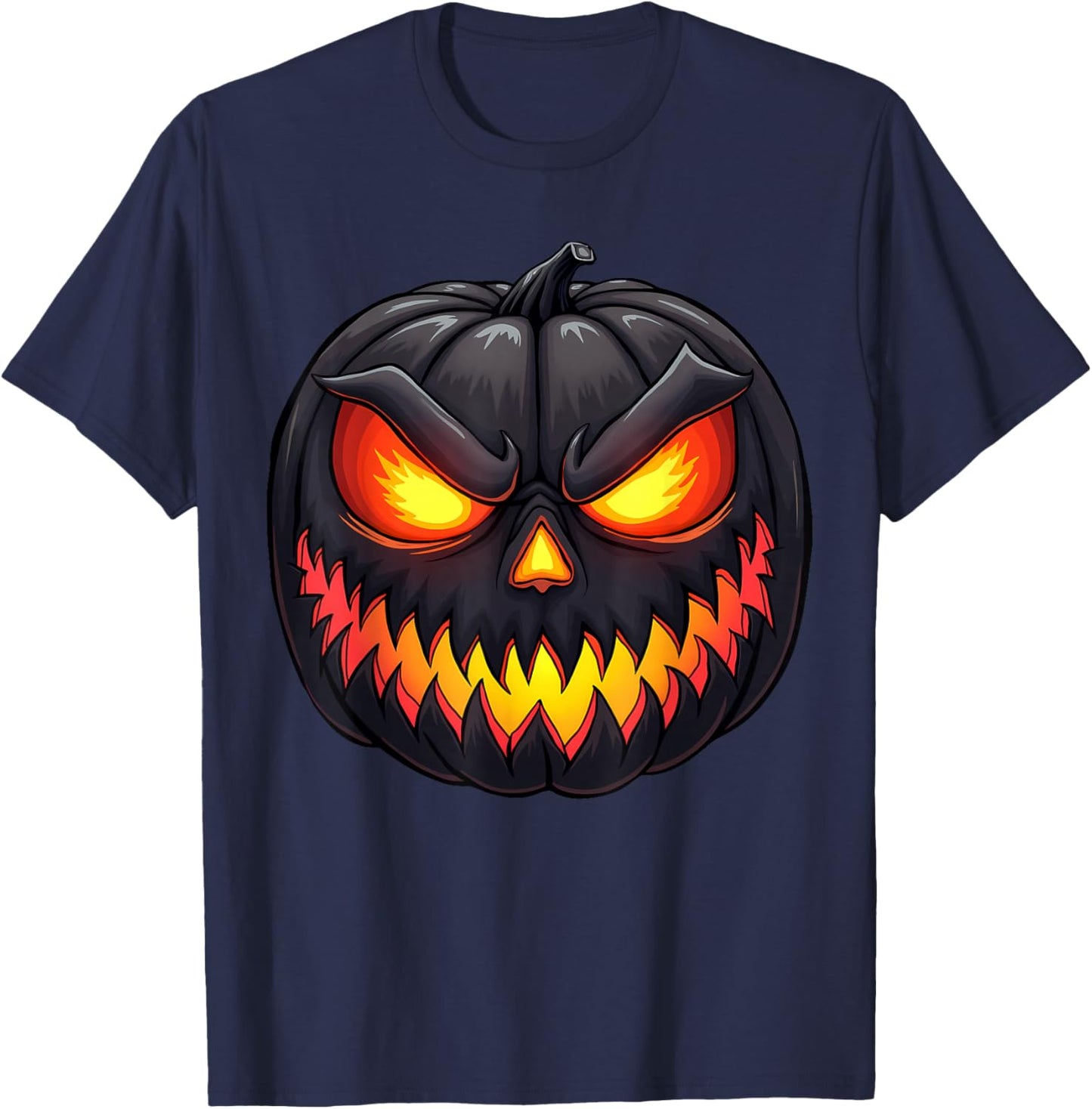 Scary Jack O Lantern Creepy Pumpkin Face Halloween Costume T-Shirt - T-Shirt | Navy