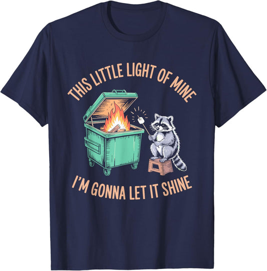 This Little Light of Mine I'm Gonna Let It Shine Raccoon T-Shirt - T-Shirt | Navy