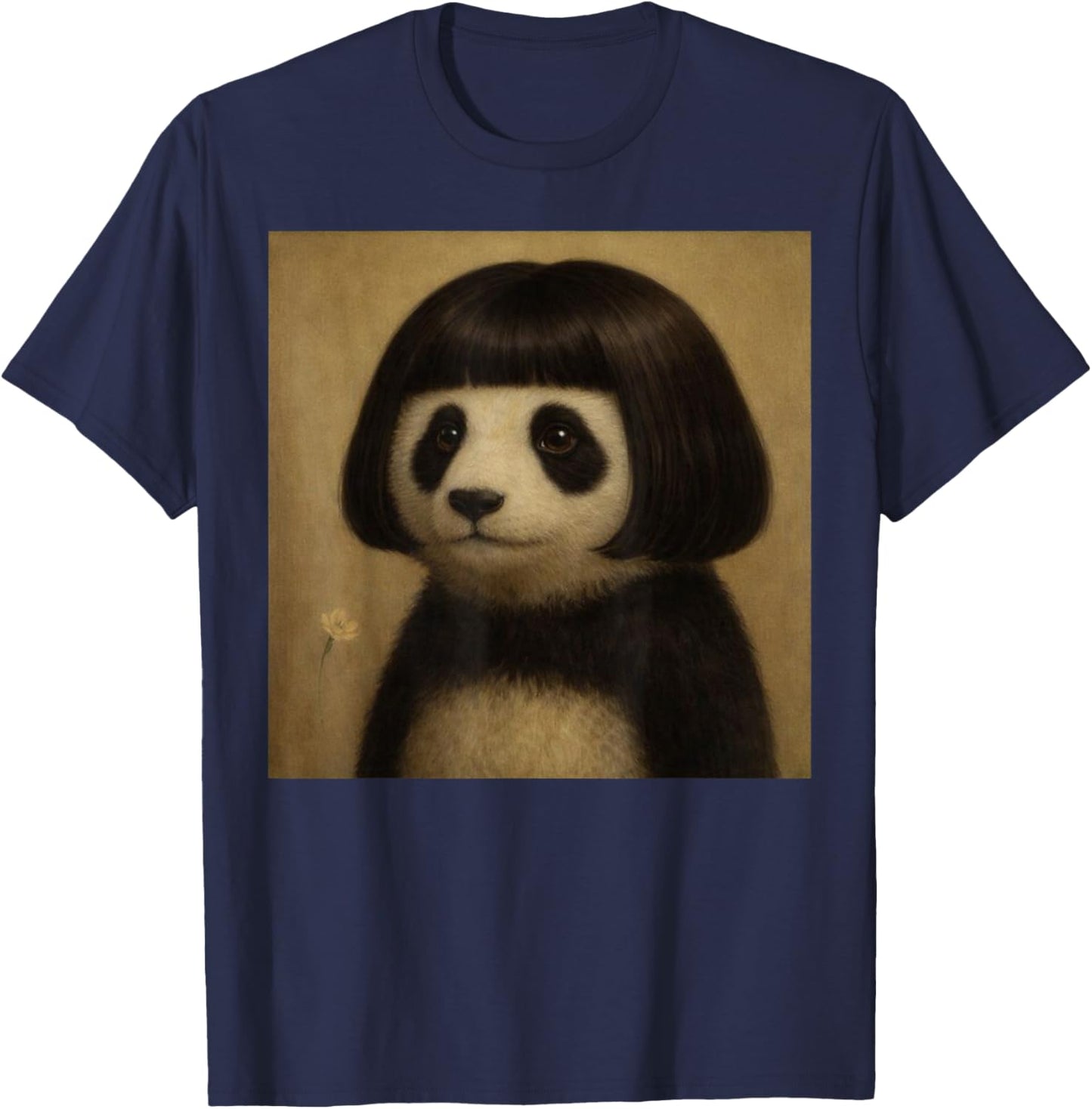 Funny Bob Haircut Panda Meme Cute Panda Lover Humor T-Shirt - T-Shirt | Navy