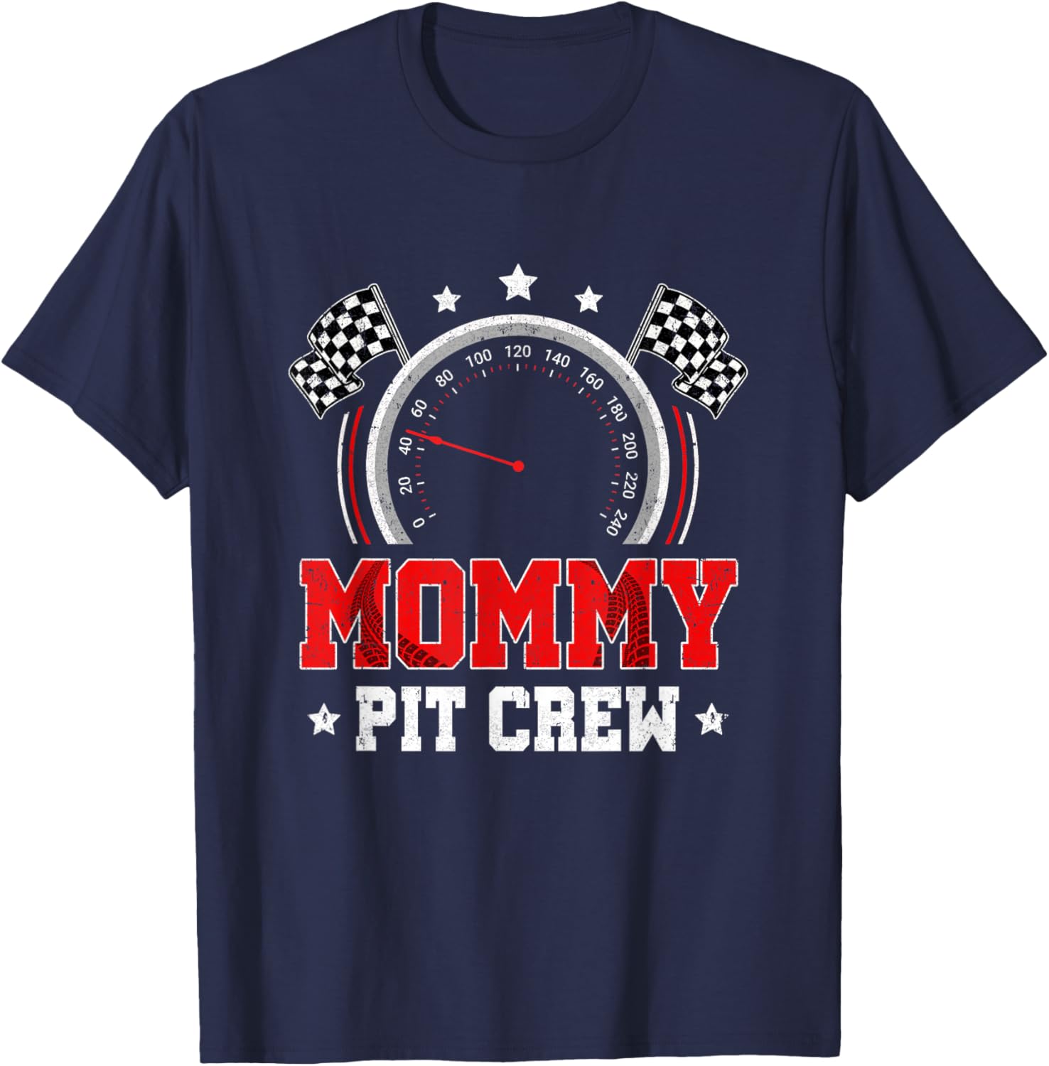 Mommy Pit Crew Race Car Birthday Party Racing Family T-Shirt - T-Shirt | Navy