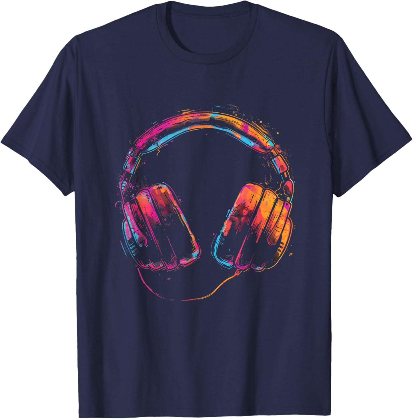 Headphones Music DJ Artwork Music Lover Beatmaker Techno T-Shirt - T-Shirt | Navy