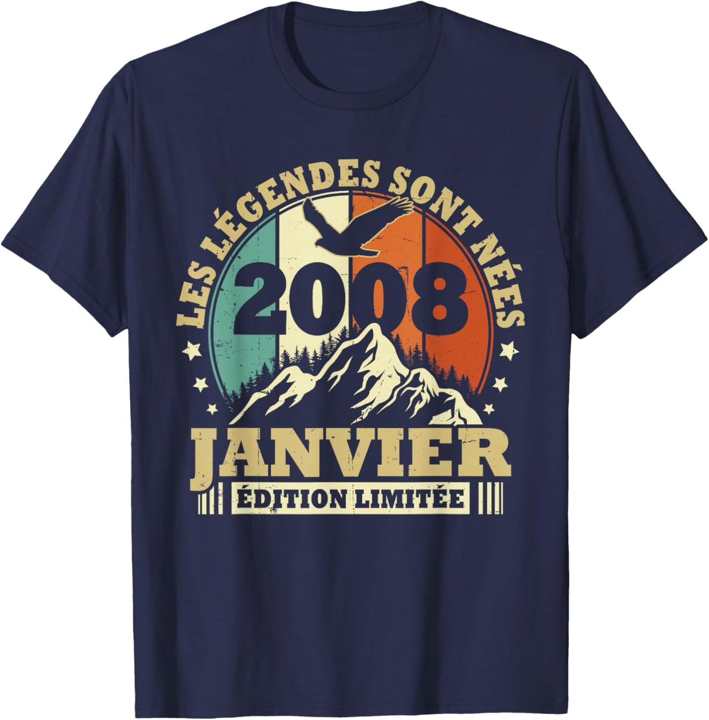 Legends Are Born in January 2008, Birthday 18 Years T-Shirt - T-Shirt | Navy