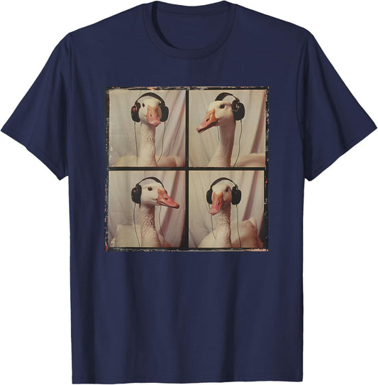 Goose Listening to Music Autistic Goose Lover Autism Sensory T-Shirt - T-Shirt | Navy