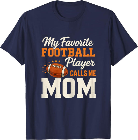 Mothers Day American Football Player Mom Sports Football T-Shirt - T-Shirt | Navy