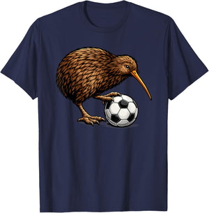 Lustiger Kiwi-Vogel mit Fußball Neuseeland Fan Design T-Shirt - T-Shirt | Navy