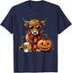 Animal lovers Highland cow Witch Hat celebrating Halloween T-Shirt - T-Shirt | Navy