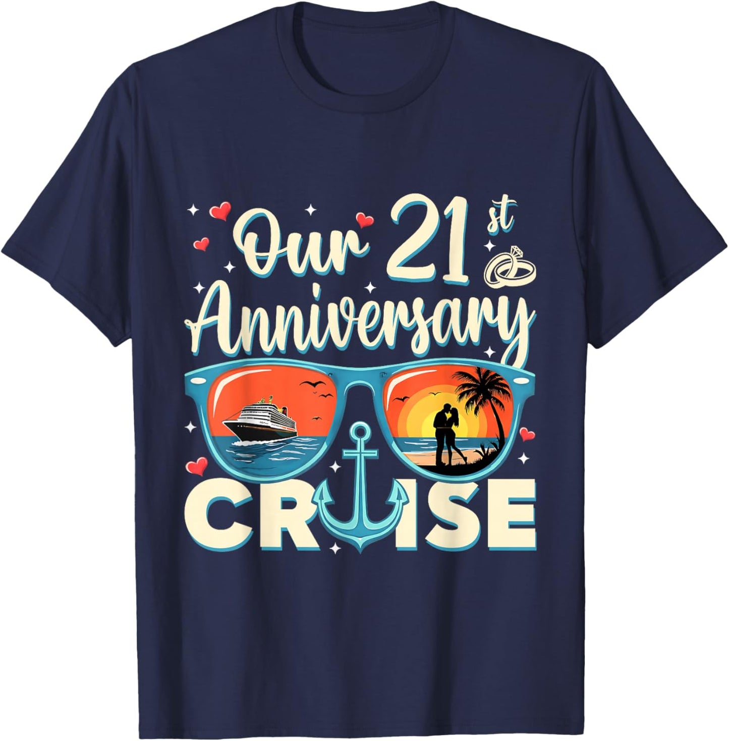 Our 21st Wedding Anniversary Cruise Vacation Couple Matching T-Shirt - T-Shirt | Navy