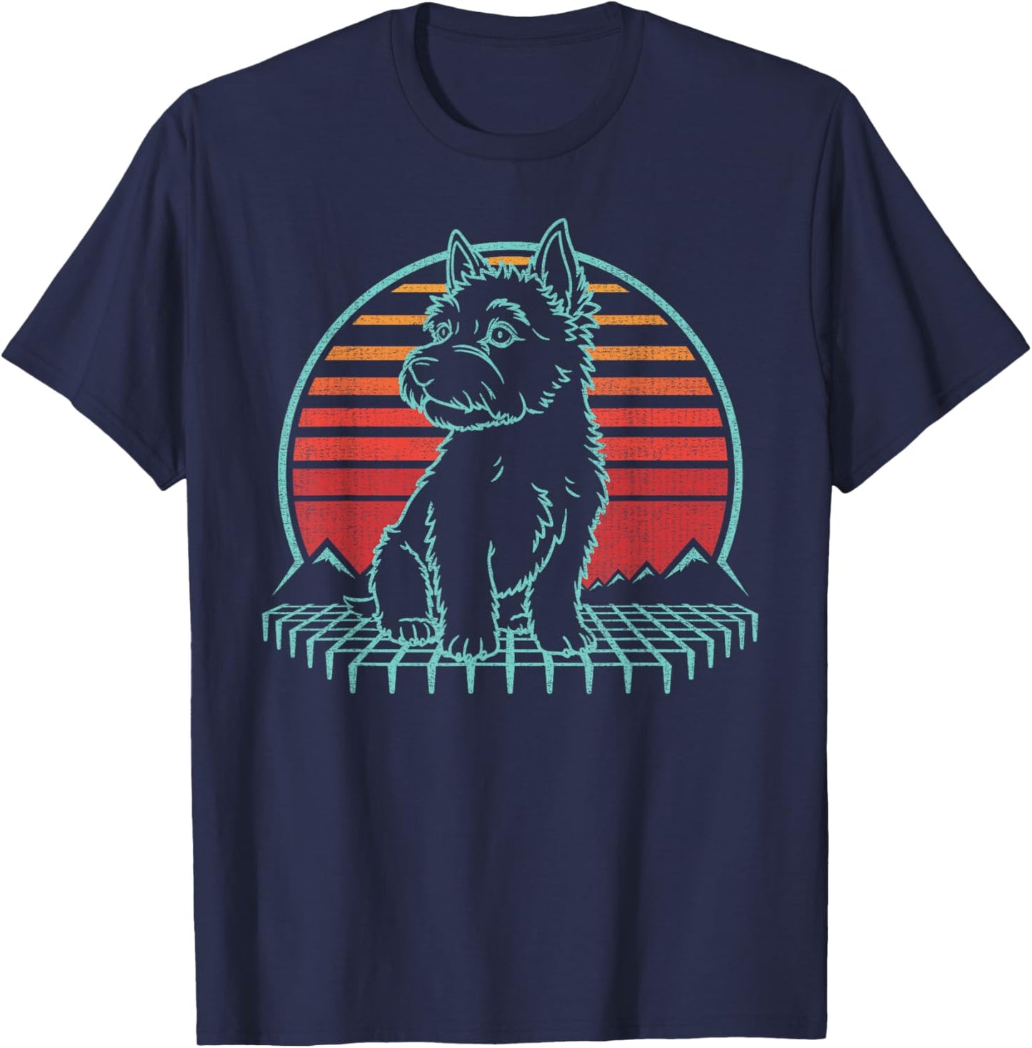 Australian Terrier Lover Dog Owner Retro Vintage 80s T-Shirt - T-Shirt | Navy